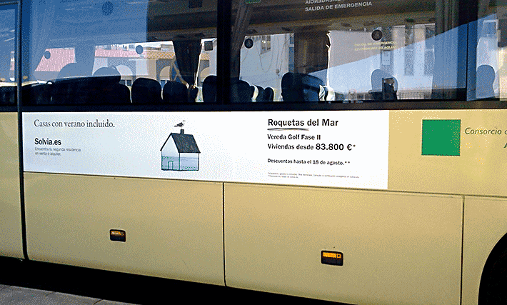 Trabajos de Solvia, almería publicidad autobuses metropolitanos